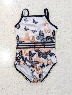 Kbee Gymnastics Dance Leotard CXS 5/6 XS- Small BUTTERFLY KISSES Spaghetti Strap